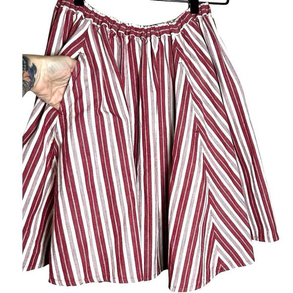 Beams Boy Women’s Knee Length Striped Canvas Skirt Red/White Size S/M - Picture 5 of 6